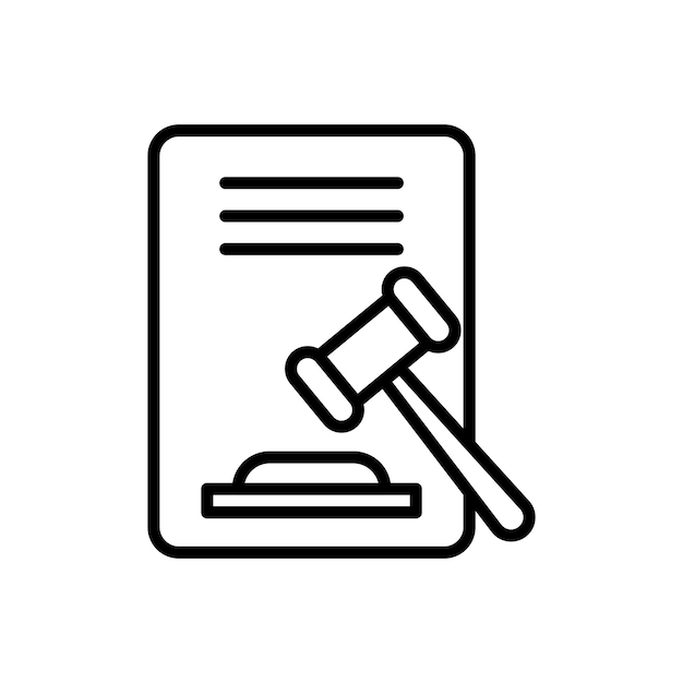Decisión de la Corte Icon Set Law Gavel Juez Vector Símbolo en un estilo negro lleno y delineado Signo de veredicto judicial