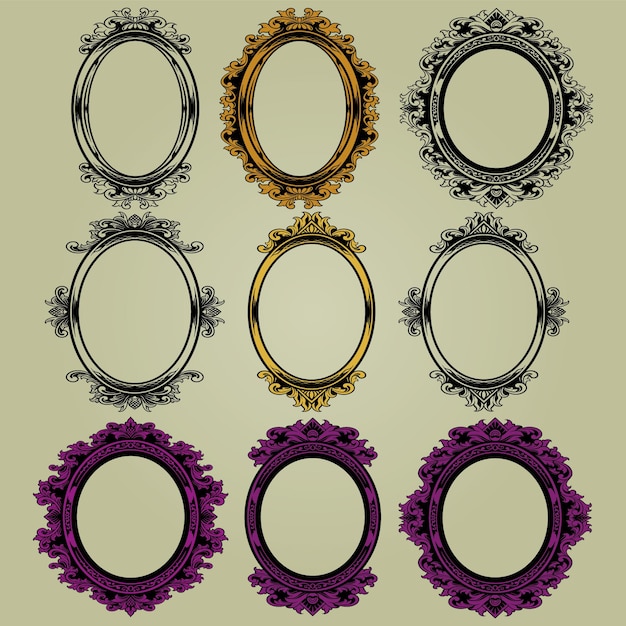 decor oval marcos conjunto elementos de diseño vector