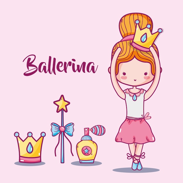 Decoración de accesorios de bailarina a la ilustración de vector de rendimiento de elegancia