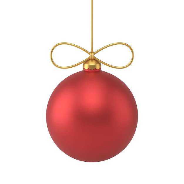 Decoración del árbol de Navidad de la bola metálica roja clásica de la riqueza para el vector de la maqueta 3d del diseño festivo interior
