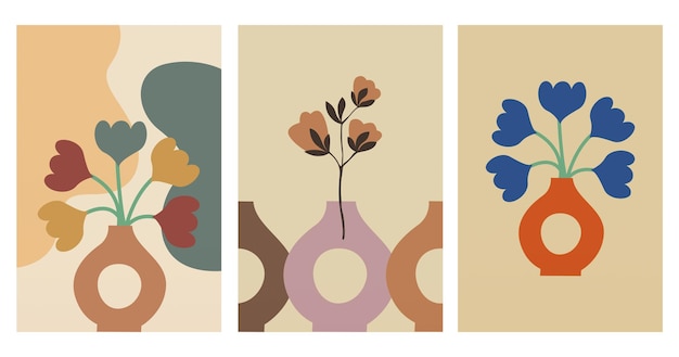 Decoración de arte de pared botánica abstracta, decoración de pared de flores bohemias, póster imprimible, arte de pared de flores, póster de decoración del hogar