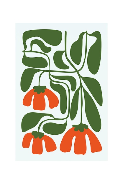 Decoración de arte de pared botánica abstracta, decoración de pared de flores bohemias, póster imprimible, arte de pared de flores, póster de decoración del hogar