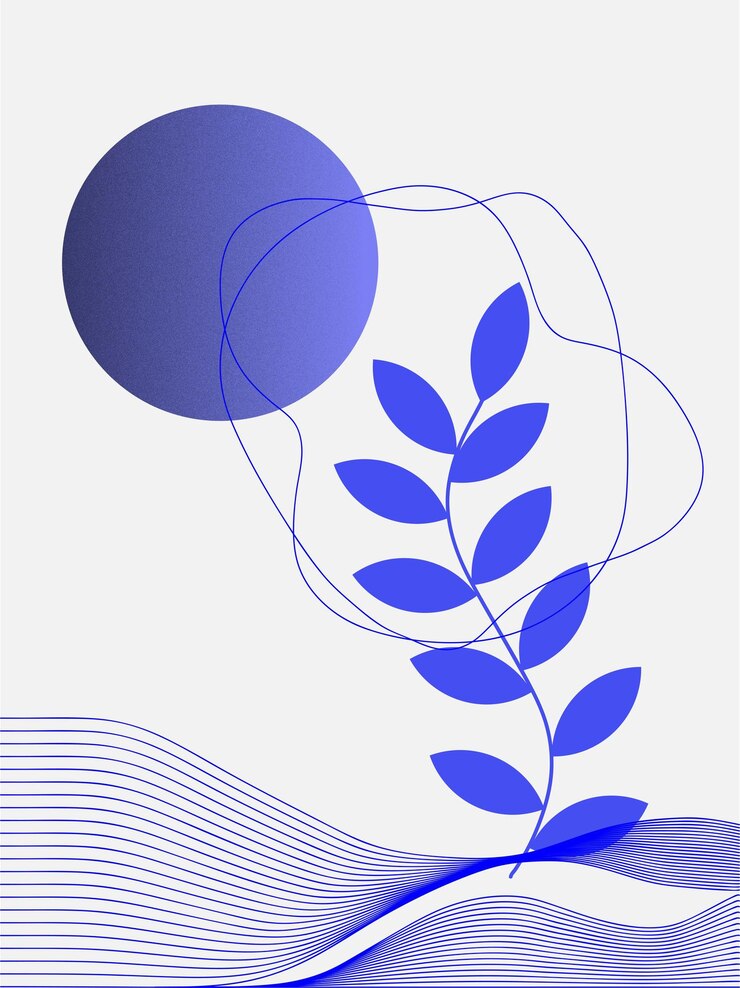 Vector decoración de arte de pared de cartel monocromático de diseño boho azul
