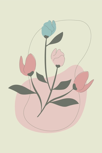 Decoración de arte de pared de flores vintage