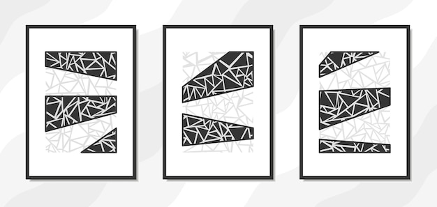 Vector decoración de arte de pared de hogar moderno con forma geométrica abstracta y efecto de textura de vidrio roto