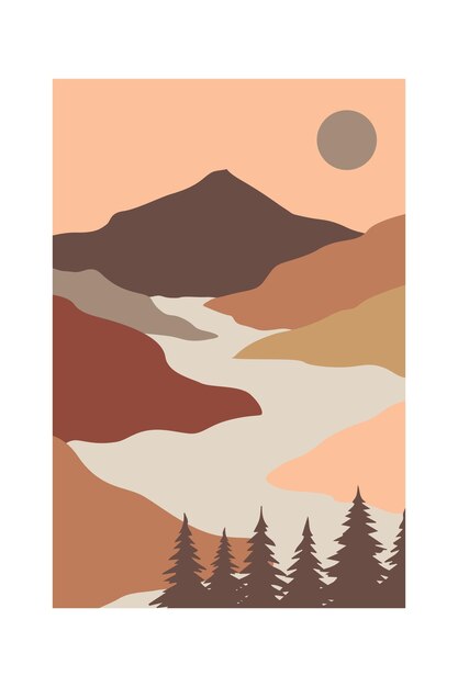 Decoración de arte de pared de montaña de paisaje