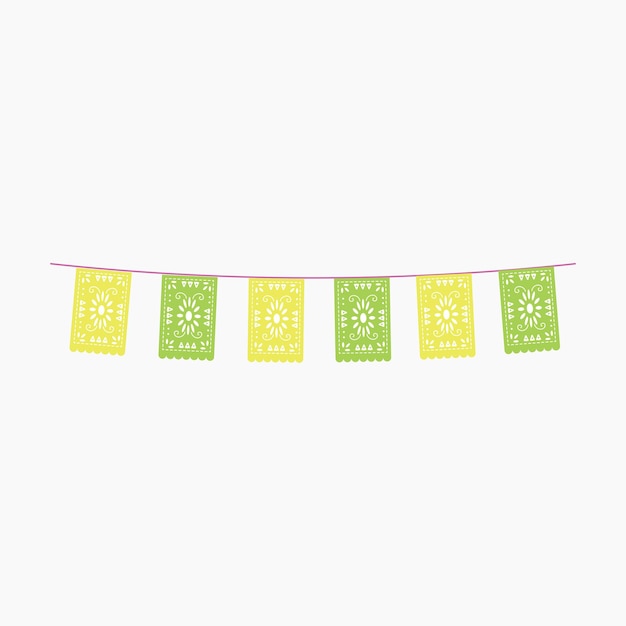 Decoración de bandas mexicanas amarillas y verdes