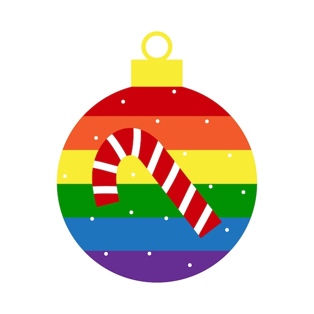 Decoración de bolas navideñas arcoíris LGBT con bastón de caramelo