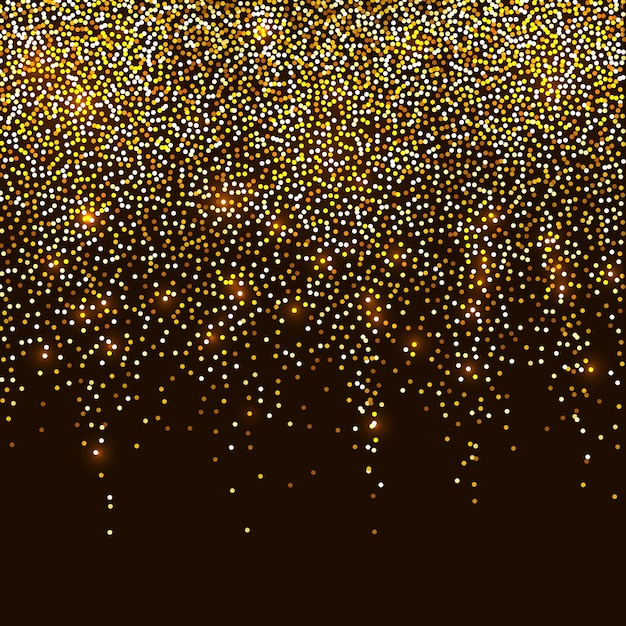 Vector decoración de brillo navideño sobre fondo negro spray de confeti dorado efecto brillante de navidad