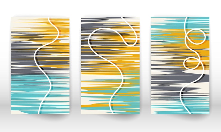 Vector decoración casera escandinava conjunto de líneas dibujadas a mano abstractas lona de arte moderno cubierta de diseño de efecto de acuarela diseño de arte escandinavo líneas de garabato imitación de textura
