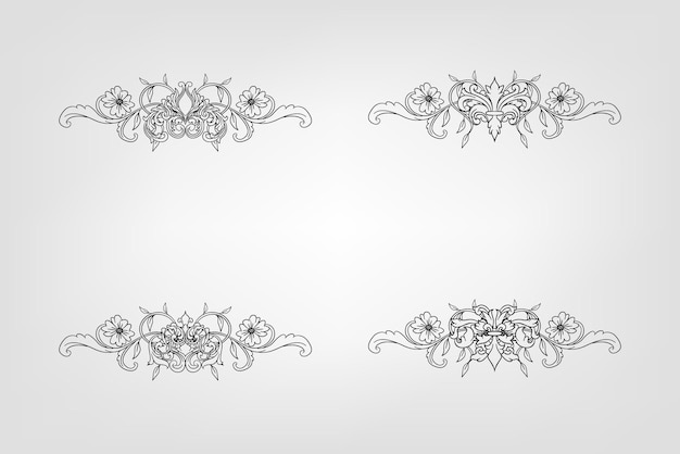 Decoración clásica barroca de filigrana Ornamento vintage borde floral estilo arte antiguo retro