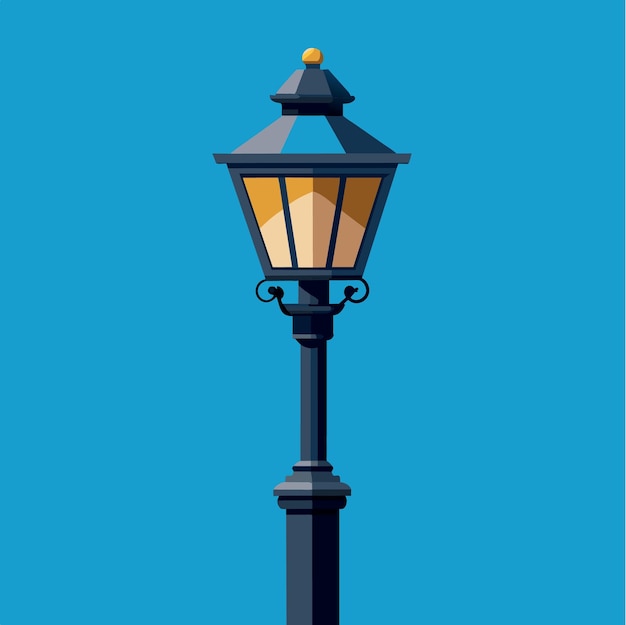 Vector decoración clásica de lámparas callejeras de época con cielo azul claro