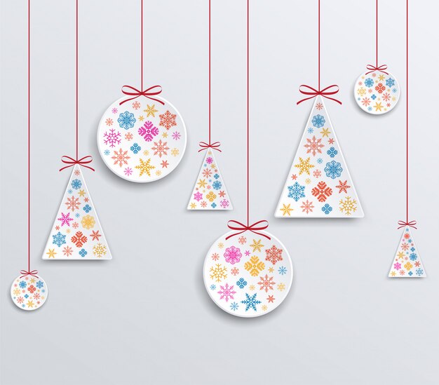 Decoración colgante de copos de nieve.