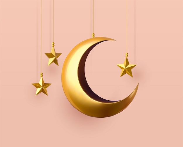 Decoración colgante de luna y estrella 3d