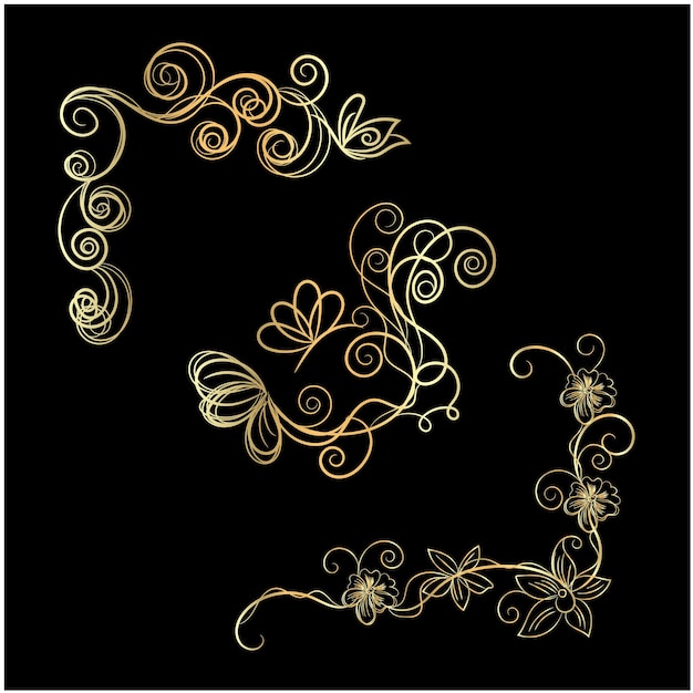Decoración de contorno floral vintage