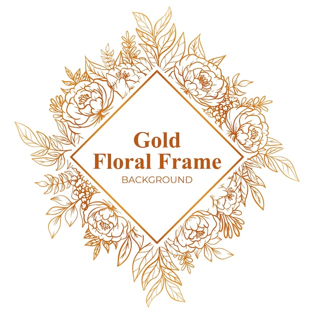 Decoración de contorno de marco floral dorado de lujo