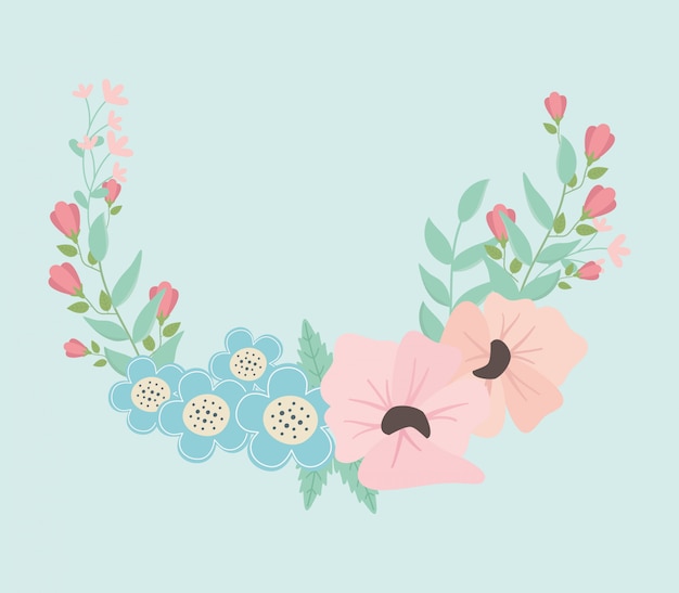 Vector decoración de corona de flores y hojas