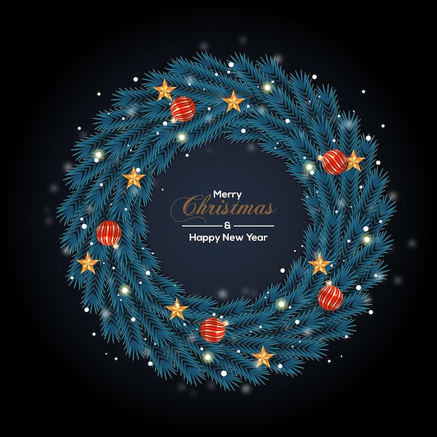 Decoración de corona de Navidad con concepto de color azul