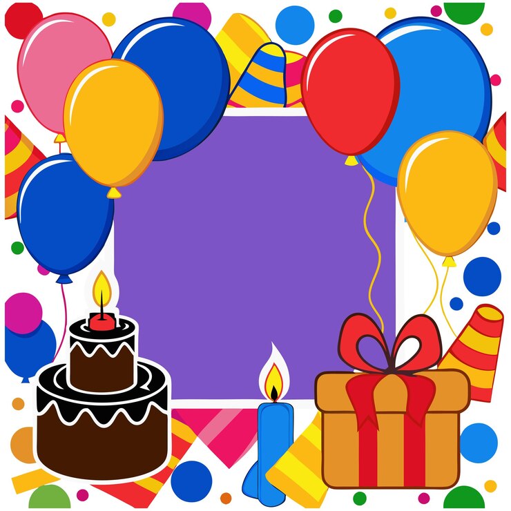 Vector decoración de cumpleaños vela colorida pastel y globos celebración de la fiesta