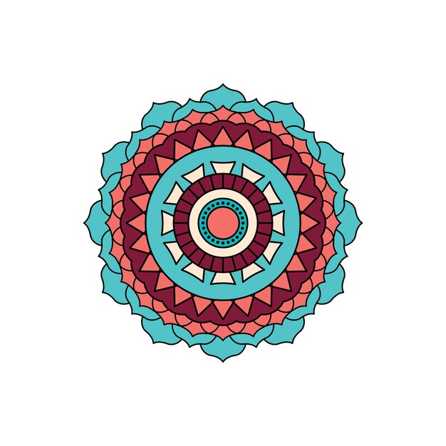 Decoración de diseño mandala colorido indio