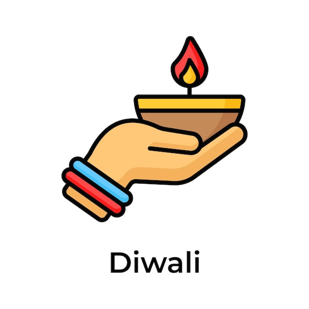 Decoración de Diwali icono bellamente diseñado de lámpara de aceite en estilo de diseño moderno lámpara de petróleo en la mano