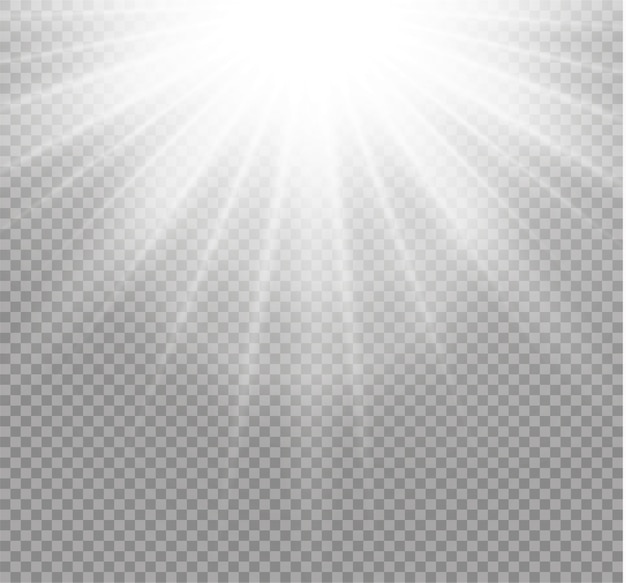 Decoración de efecto de luz brillante con rayo. Sol de brillo translúcido.