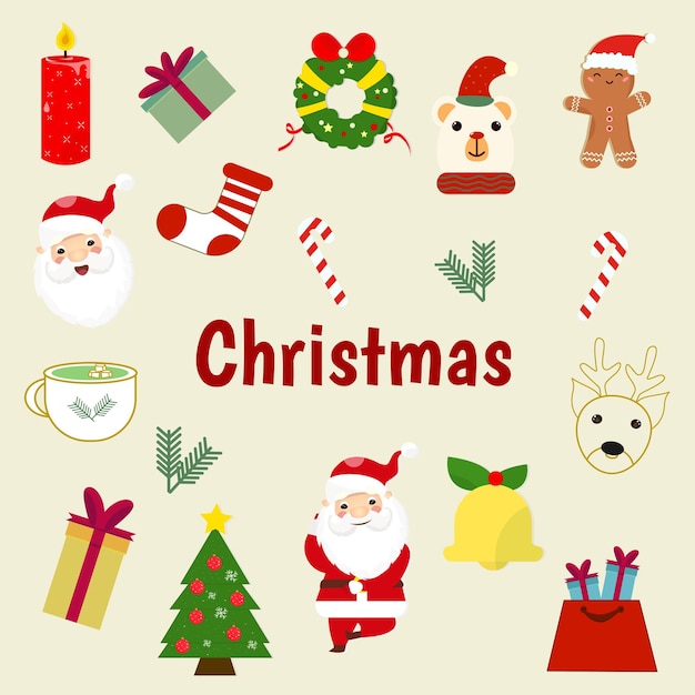 Decoración de elementos navideños árbol de Santa y ornamento natal