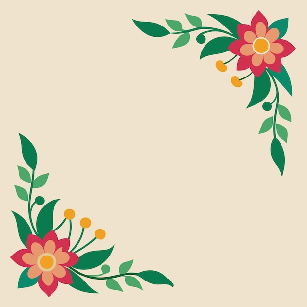 Decoración de esquina de borde de flores elegantes Diseño gráfico imprimible para diseños elegantes