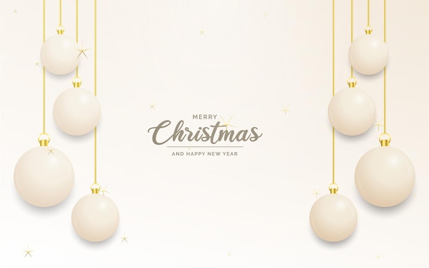 Decoración festiva de Navidad Bolas de Navidad blancas y doradas para el blog de redes sociales del sitio web o su canal de video Ilustración vectorial