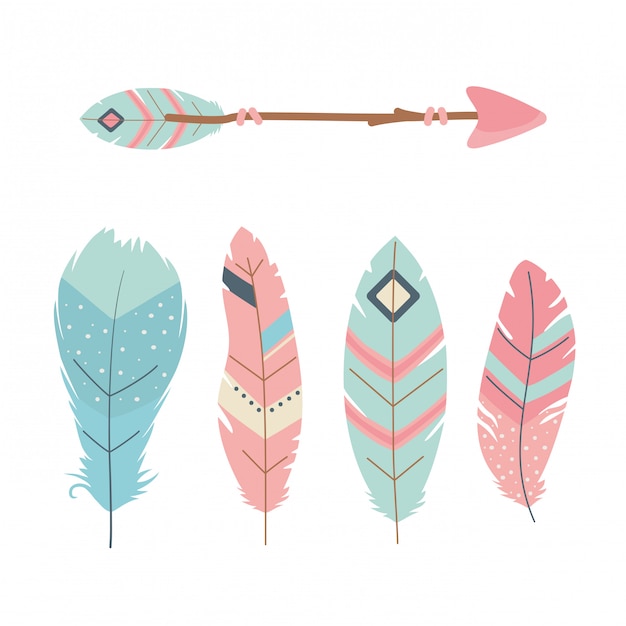 Decoración de flechas con plumas estilo boho