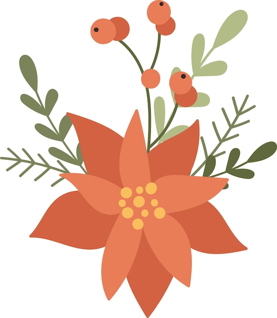 Vector decoración floral de navidad