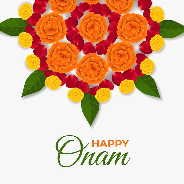 Decoración floral realista de onam