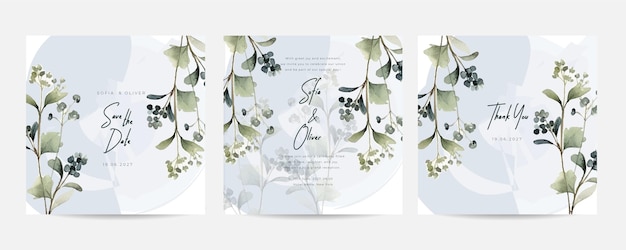 Decoración floral verde volantes postales estilo vintage vector ilustración diseño Elegante plantilla de invitación de compromiso