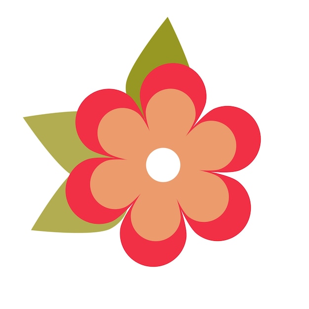 Decoración de flores y plantas de jardín sobre un fondo blanco