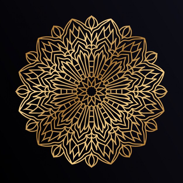 Decoración de fondo de oro mandala de lujo. Adorno decorativo en estilo étnico oriental.