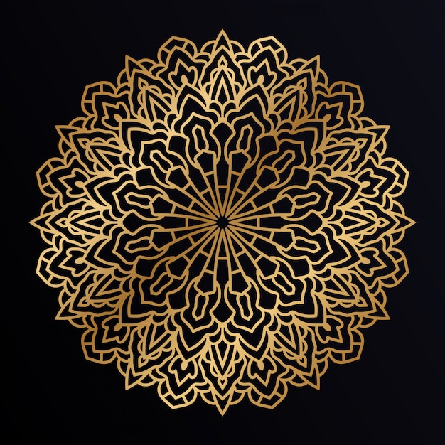 Decoración de fondo de oro mandala de lujo. Adorno decorativo en estilo étnico oriental.