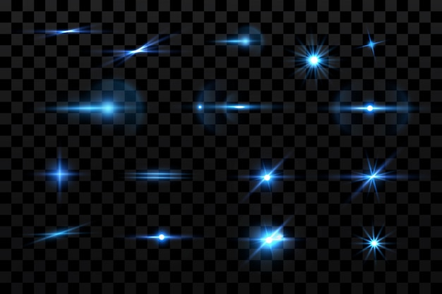 Decoración de fondo de partículas de estrellas brillantes azules brillantes
