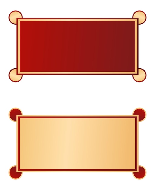 Decoración de frontera de marco rectangular oriental dorado y rojo para clipart de año nuevo chino