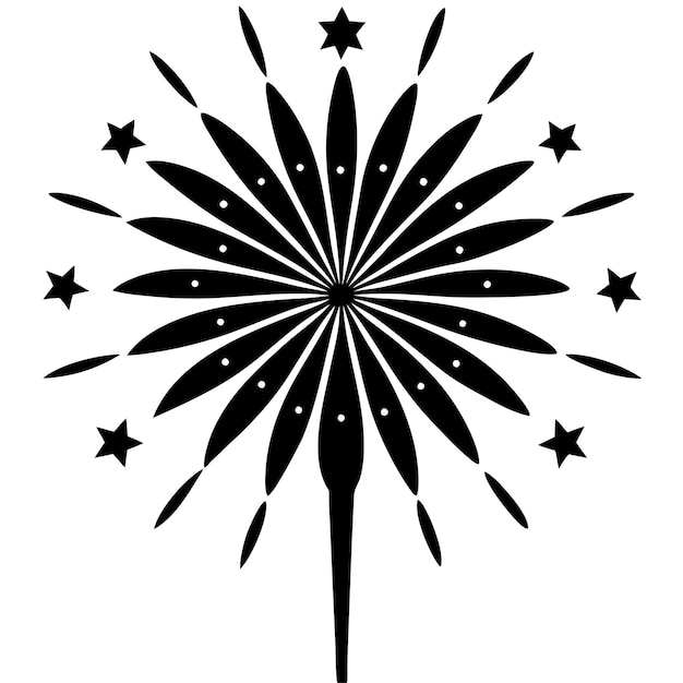 decoración de fuegos artificiales silueta negra arte vectorial e ilustración