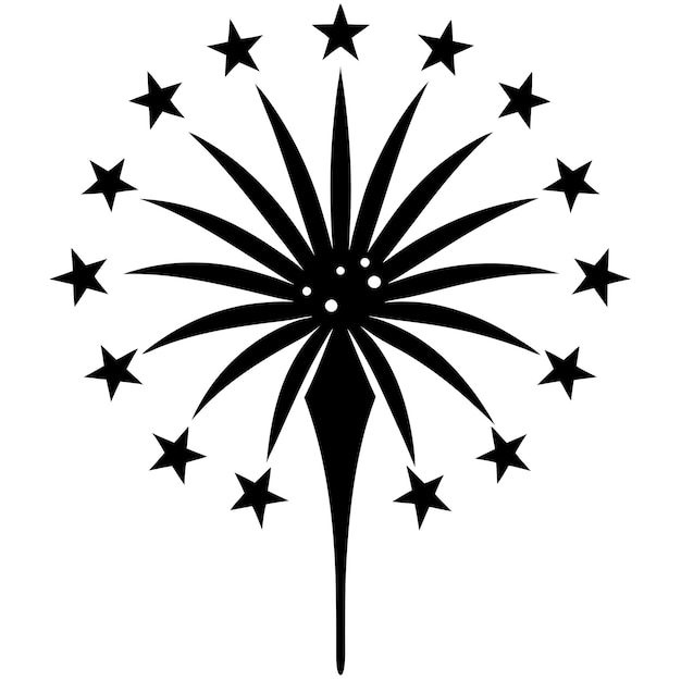 decoración de fuegos artificiales silueta negra arte vectorial e ilustración
