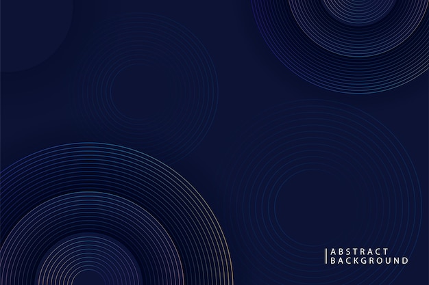 Decoración geométrica abstracta de fondo azul oscuro con rayas de líneas modernas de degradado redondo