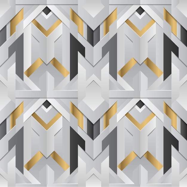 Decoración geométrica a rayas con elemento blanco y dorado.