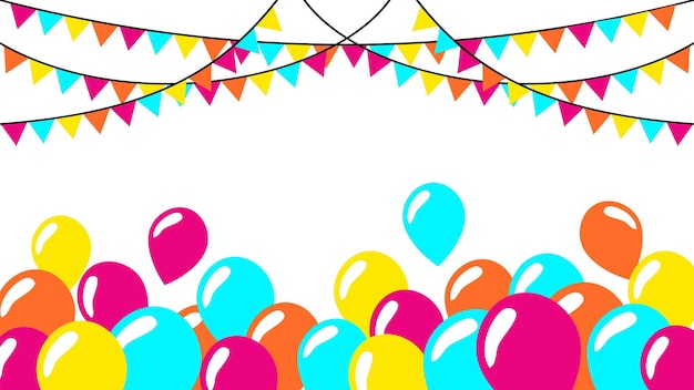 Decoración de globo y mini bandera para stock de vector de fondo de cumpleaños