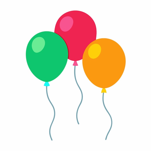 Decoración de globos de colores arte vectorial sobre fondo blanco