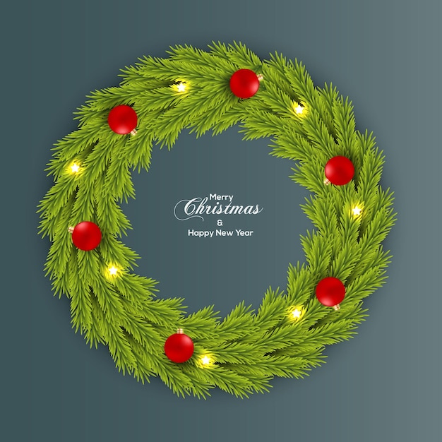 Decoración de guirnalda de Navidad Hoja de pino verde con bola de color