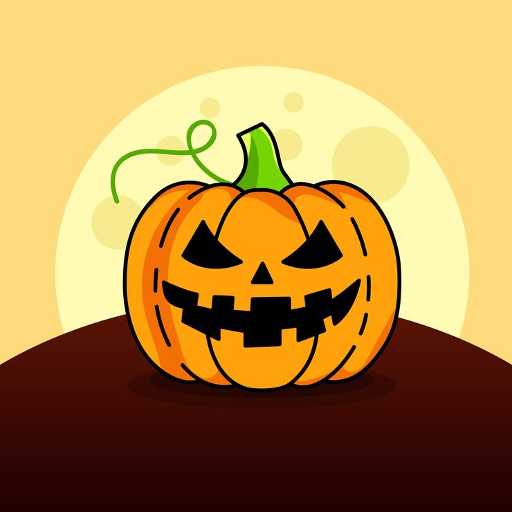 Decoración de Halloween Calabaza tallada con luna Linterna festiva en la colina