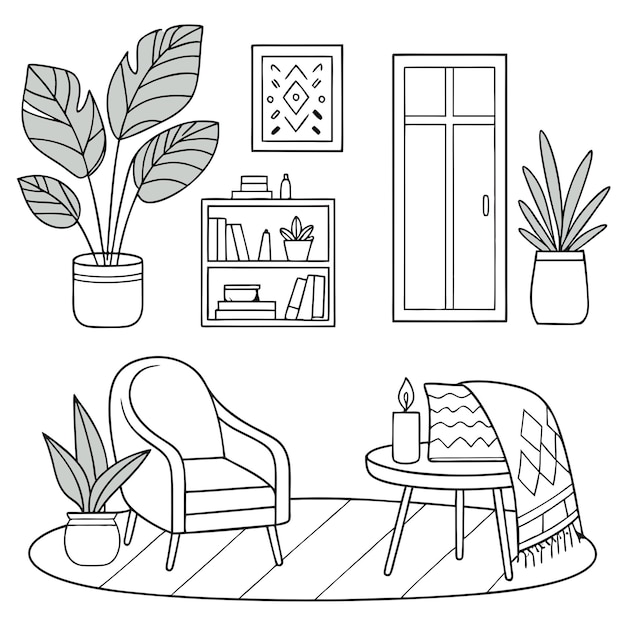 Decoración del hogar y elementos interiores Colección vectorial Diseños elegantes para espacios modernos y clásicos