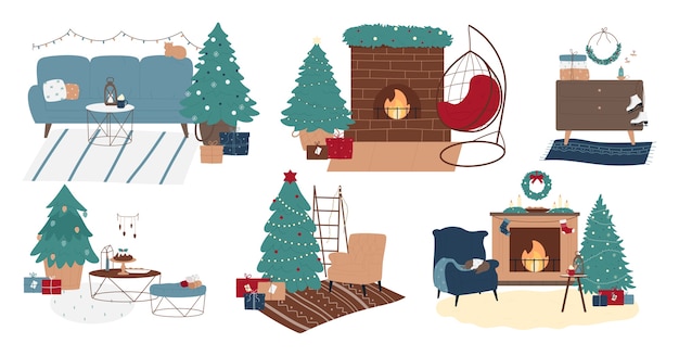 Decoración del hogar de Navidad, interior para celebración de Navidad
