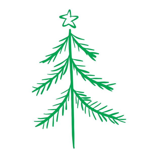 Decoración infantil del árbol de Navidad dibujado a mano elemento doodle vector clipart