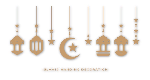 Decoración islámica de linterna suspendida plana para impresión de ramadán y elemento de diseño vectorial web